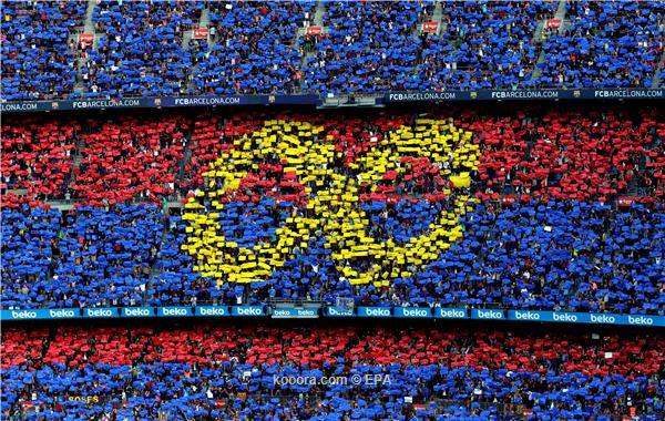جماهير برشلونة تعوض التيفو بشكل جمالي